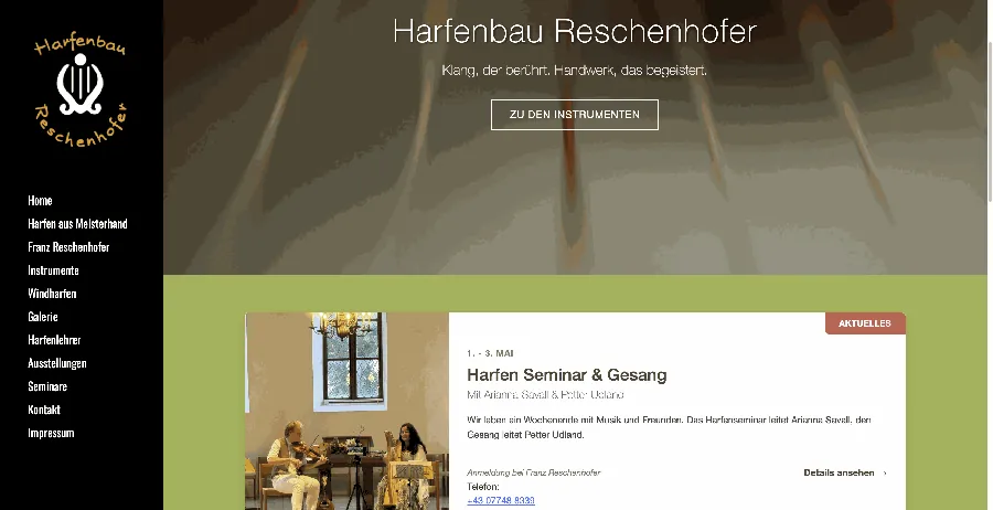 Harfenbau Reschenhofer: Moderne Web-Architektur für traditionelles Handwerk Harfenbau Reschenhofer: Moderne Web-Architektur für traditionelles Handwerk